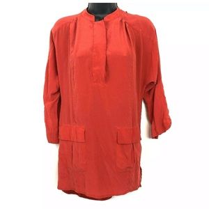 Edme & Esyllte Anthropologie L Red Silk  Blouse